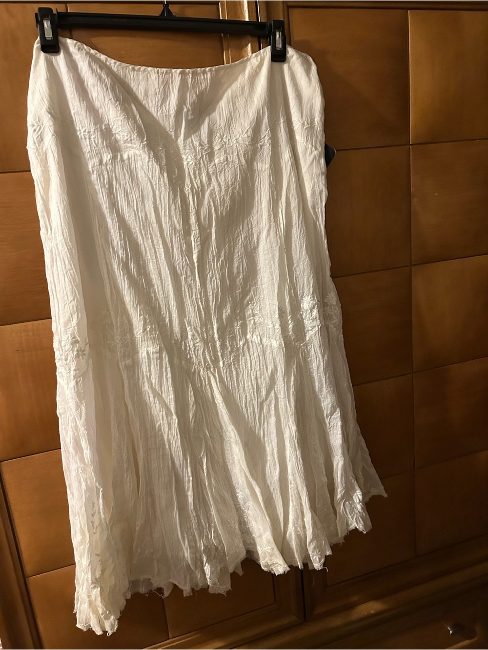 Lauren Women's White Crinkle Midi Skirt